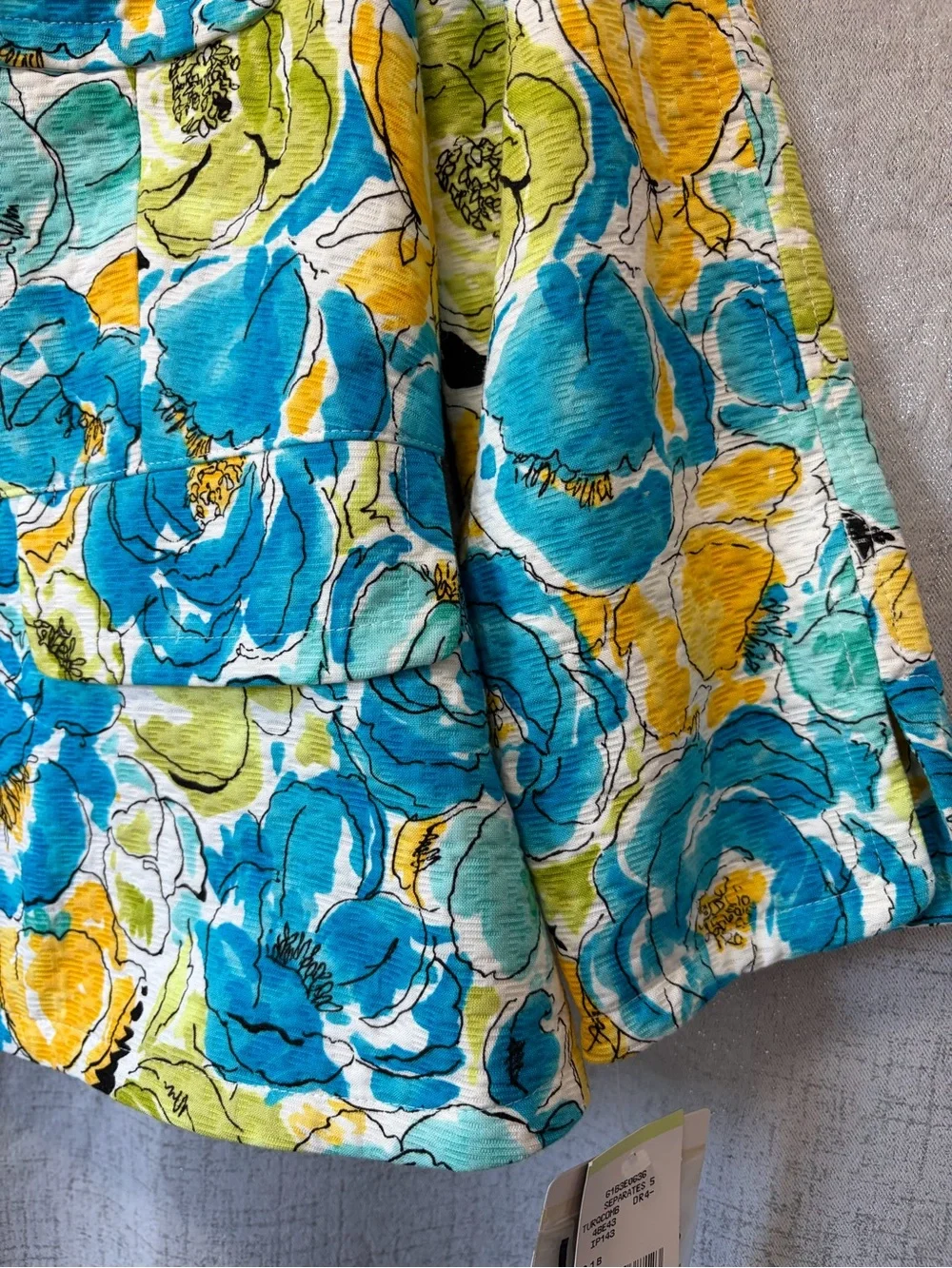 Nine West Bright Floral Quilted Jacket Blue, Yellow, Green 4 nwt